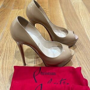 Christian Louboutin Nude Lady Peep Pumps
